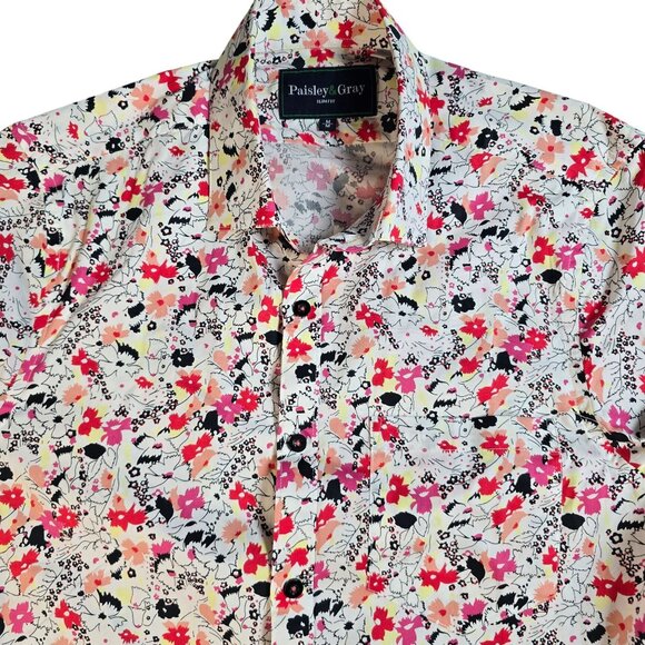 Paisley & Gray Mens Floral Long Sleeve Button-Down Shirt Size Medium - Picture 1 of 7